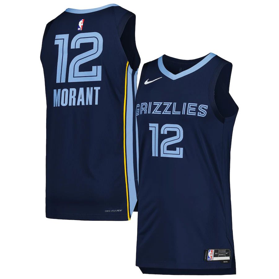 Men Memphis Grizzlies #12 Ja Morant Nike Navy Icon Edition 2022-23 Authentic Player NBA Jersey->memphis grizzlies->NBA Jersey